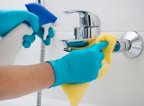 Cleaning newly fitted surfaces and floors during after builders cleaning in TW7